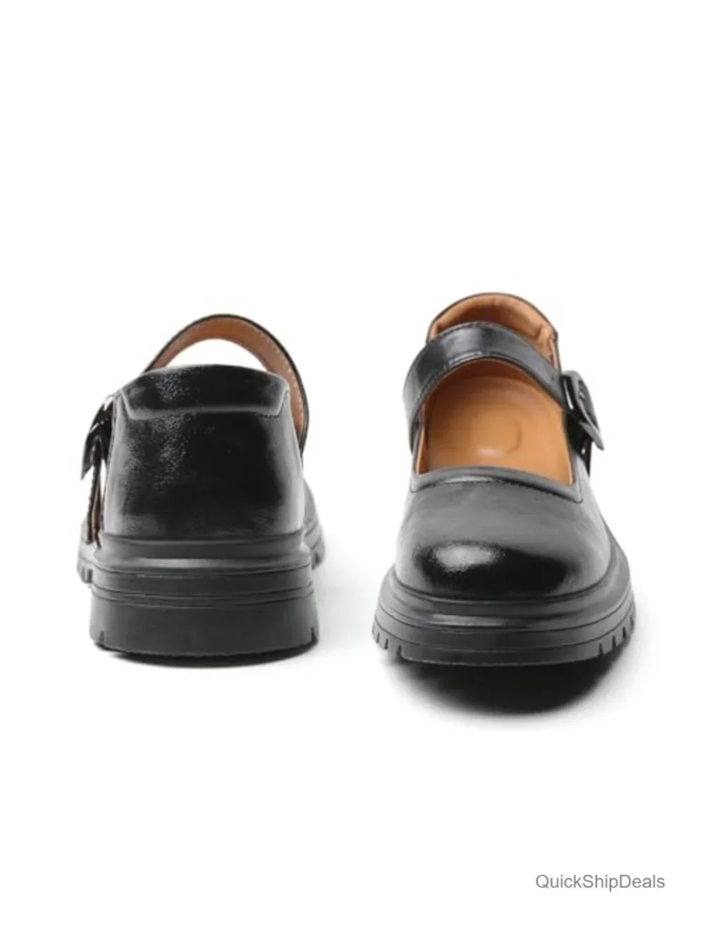 Women's Faux Leather Mary Jane Shoes Platform Oxfords Casual Buckle Strap